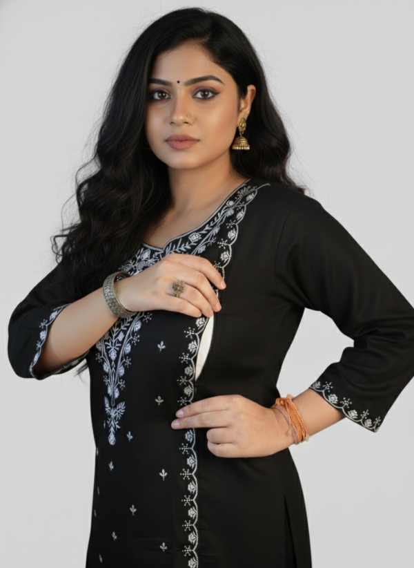 Feeding Maternity Kurti Both Side Zip Anarkali Kurta & Kurtis Zipper dress Beautiful Embroidery